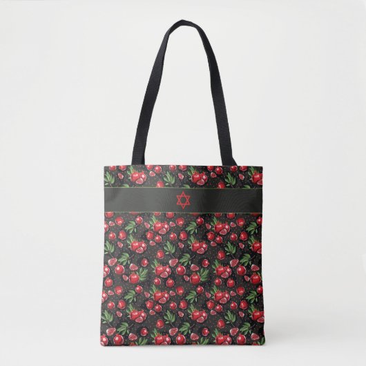 Pomegranaten op Black Jewish Rosh Hashanah Star Tote Bag (Voorkant)