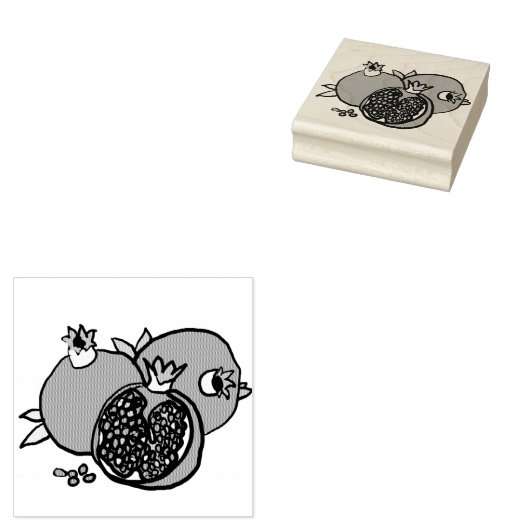 Pomegranaten Rubberstempel (Gestempeld)
