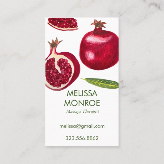 Pomegranates Autumn Fruits, geïllustreerd Visitekaartje (Achterkant)