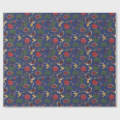 Pomegranates, Figs and Honey Bees Navy Blue Cadeaupapier (Vlak)