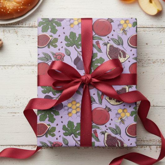 Pomegranates, Figs and Honey Bees Purple Cadeaupapier