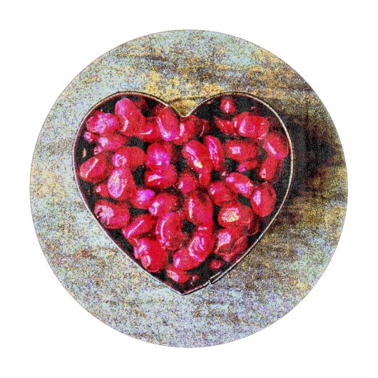 "Pomegranates Heart Fruit" Kutfoto. Bestel nu Snijplank (Voorkant)