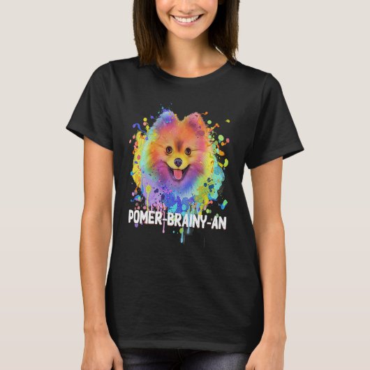 Pomer Brainyan Pomeranian Humor Pom Pom Animal Pu T-shirt (Voorkant)