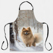 Pomeraanian Laat het Sneeuwen Kerstmis Schort (Voorkant)
