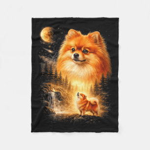 Pomeraans huilend naar de maan vintage mystiek doe fleece deken