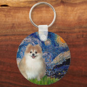 Pomeranian 1 - Sterrennacht Sleutelhanger (Voorkant)