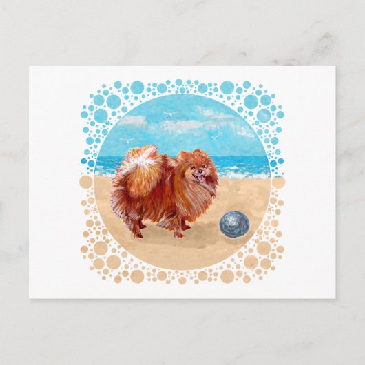Pomeranian aan de kust briefkaart (Voorkant)