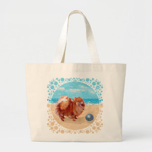 Pomeranian aan de kust grote tote bag