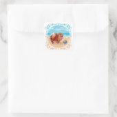 Pomeranian aan de zeekust vierkante sticker (Tas)