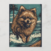 Pomeranian aan het strand briefkaart (Voorkant)