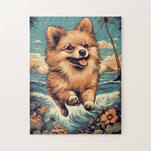 Pomeranian aan het strand legpuzzel