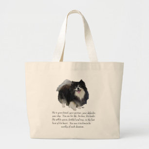 Pomeranian Aandenken Man Grote Tote Bag