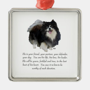 Pomeranian Aandenken Man Metalen Ornament