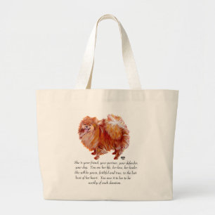 Pomeranian Aandenken Vrouwelijk Grote Tote Bag