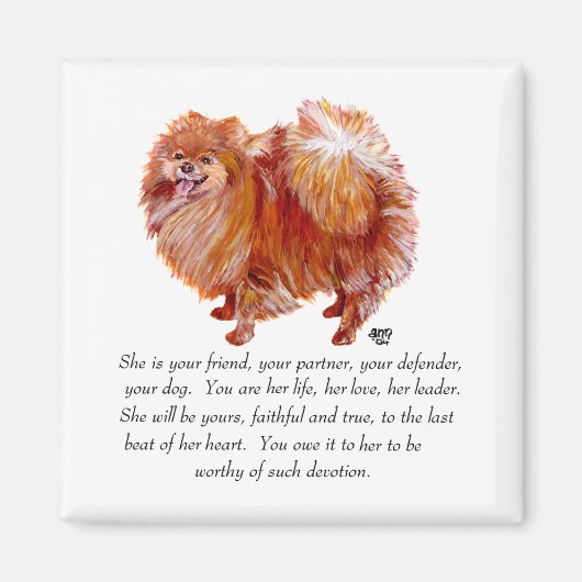 Pomeranian Aandenken Vrouwelijk Magneet (Voorkant)