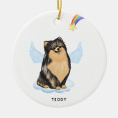 Pomeranian Angel Personalized Dog Pet Memorial Keramisch Ornament (Voorkant)