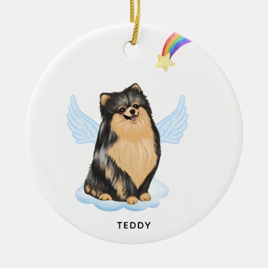 Pomeranian Angel Personalized Dog Pet Memorial Keramisch Ornament (Voorkant)