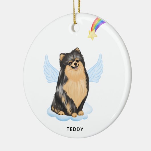 Pomeranian Angel Personalized Dog Pet Memorial Keramisch Ornament (Links)