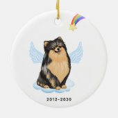 Pomeranian Angel Personalized Dog Pet Memorial Keramisch Ornament (Achterkant)