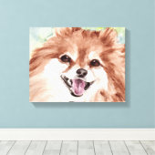 Pomeranian Aquarelprint Canvas Afdruk (Insitu (Houten vloer))
