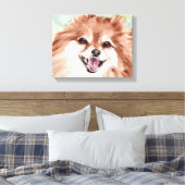 Pomeranian Aquarelprint Canvas Afdruk (Insitu (Slaapkamer))