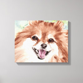 Pomeranian Aquarelprint Canvas Afdruk