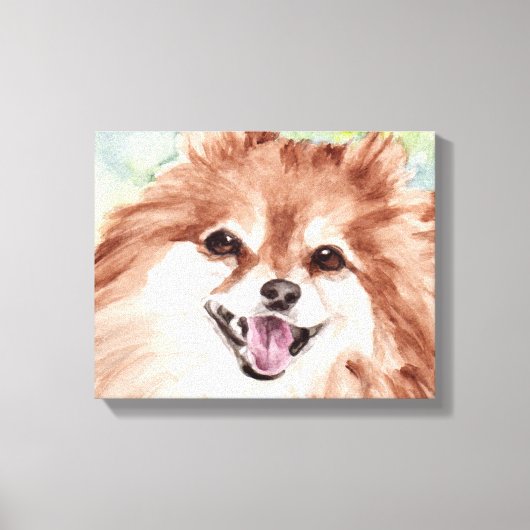 Pomeranian Aquarelprint Canvas Afdruk (Voorkant)