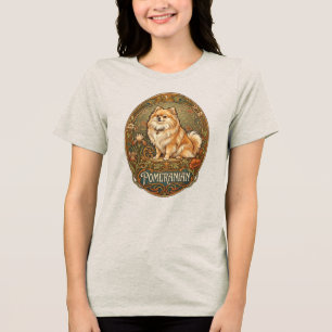 Pomeranian Art Nouveau Vintage Hond Boho Tri-Blend Shirt