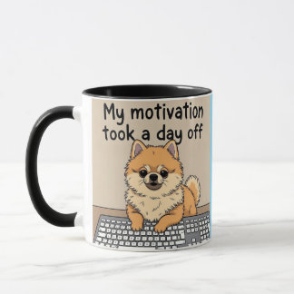 Pomeranian at the Keyboard Mug – Cute Dog Designer Mok