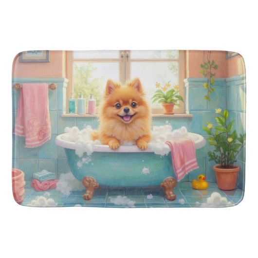 Pomeranian badtijd Fluffy badkamer decor Badmat (Voorkant)