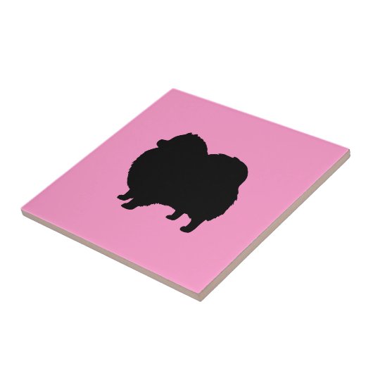 Pomeranian Black Dog Silhouette Tegeltje (Zijkant)