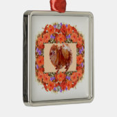 Pomeranian Bloem Metalen Ornament (Rechts)
