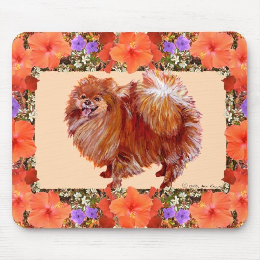 Pomeranian Bloem Muismat (Voorkant)