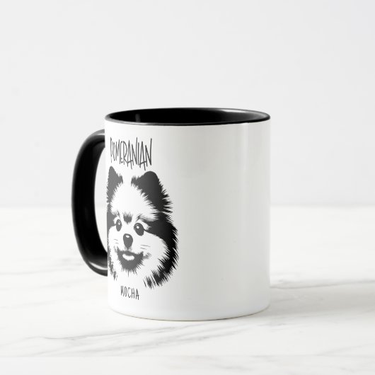 Pomeranian Breed Edgy Pop Art Custom Dog Lover Mok (Voorkant links)