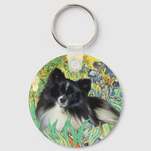 Pomeranian (BW) - Irissen Sleutelhanger (Voorkant)