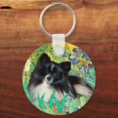 Pomeranian (BW) - Irissen Sleutelhanger (Voorkant)