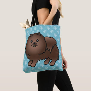 Pomeranian Cartoon-hond in bruine vacht Tote Bag