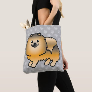 Pomeranian Cartoon Hond Met Oranje Sable Vacht Tote Bag