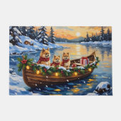 Pomeranian Christmas Boat Holiday Deurmat (Voorkant)