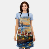 Pomeranian Christmas Boat Holiday Schort (Gedragen)