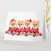 Pomeranian Christmas Dress Santa Hat Kaart (Gele Bloem)