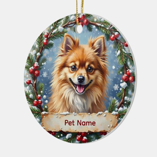 Pomeranian Christmas Keramisch Ornament (Links)
