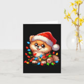 Pomeranian Christmas Lights Dog Funny Xmas Kaart (Gele Bloem)