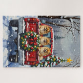 Pomeranian Christmas Red Truck Holiday Gift Legpuzzel (Horizontaal)