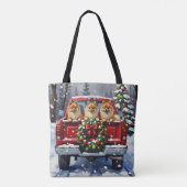 Pomeranian Christmas Red Truck Holiday Gift Tote Bag (Achterkant)