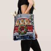 Pomeranian Christmas Red Truck Holiday Gift Tote Bag (Dichtbij)