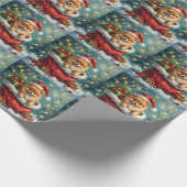 Pomeranian Christmas Santa Bag Adventure Cadeaupapier (Hoek)