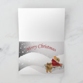 Pomeranian Christmas sneeuwscène kaart2 Feestdagen Kaart (Binnen)