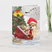 Pomeranian Christmas Snow Scene kaarten (Voorkant)