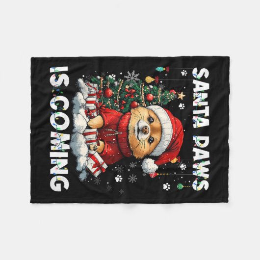 Pomeranian Christmas Tree Decorations Hondenliefhe Fleece Deken (Voorkant (Horizontaal))